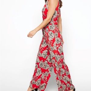 Red floral jumpsuit